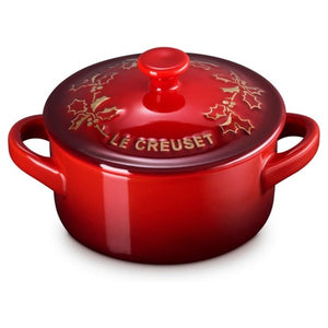 Le Creuset 8-Oz Stoneware Holly Mini Round Cocotte
