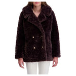 Kensie Women's Double Breasted Faux Fur Peacoat