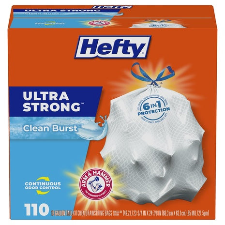 110 Hefty Ultra Strong 13 Gallon Trash Bags
