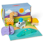 Melissa & Doug Blockables Safari Snap and Play Wooden Building Blocks Play Set