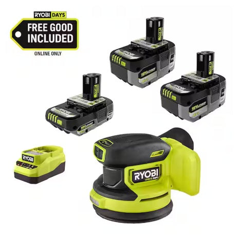 RYOBI ONE+ HP 18V Brushless Cordless 5in ROS Kit W/3 Batteries