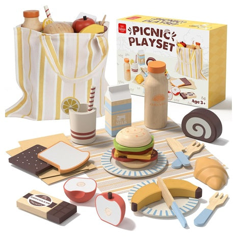 Wooden Play Food Picnic Kitchen Set