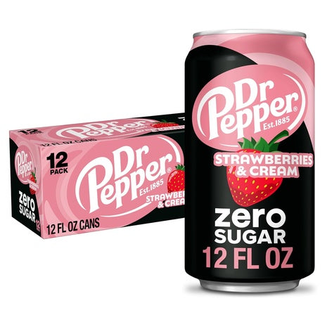 36 Cans Dr Pepper Zero Strawberries and Cream Soda