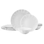 12-Piece Mikasa Elodie Scalloped Bone China Durable Chip Resistant Dinnerware Set