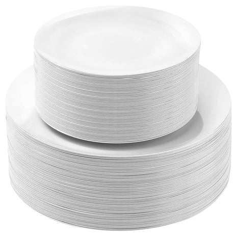 100 Dinner And Dessert Disposable Plates (5 Colors)