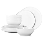 12-Piece Chip Resistant Porcelain Plates And Bowls