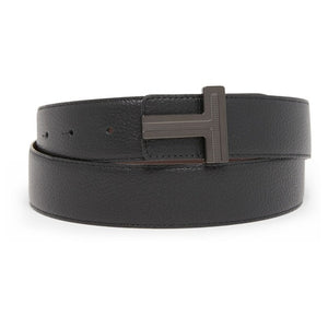 T Buckle Reversible Leather Belt