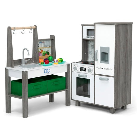 Delta Children Gourmet All-in-One Corner Play Kitchen with Accessories