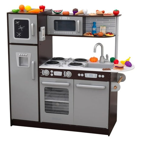 KidKraft Uptown Espresso Wooden Play Kitchen and Accessories