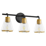 3-Light Black & Gold Bathroom Vanity Fixture