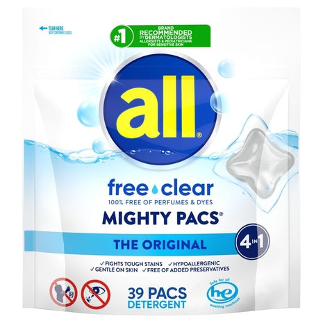 39 all Free Clear Mighty Pacs Laundry Detergent