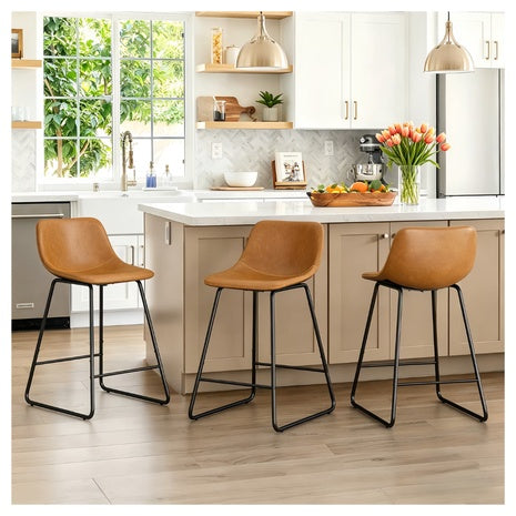 Set Of 3 Dycanpo 24" Faux Leather Bar Stools