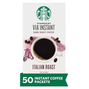 50 Starbucks VIA Instant Italian Roast Coffee