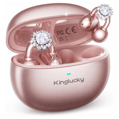 Women's Wireless Clip-On Earbuds W/ Detachable Diamond Earrings