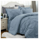 Bedsure 7-Piece Queen Burgundy Pintuck Pinch Pleat Comforter Set W/Sheets