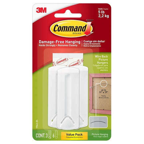 3 Command 5 lb Wire Back Picture Hangers