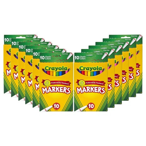 12 Boxes Crayola Fine Line Markers