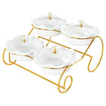 4 Removable Small Bowls With Glass Lid Metal Tray