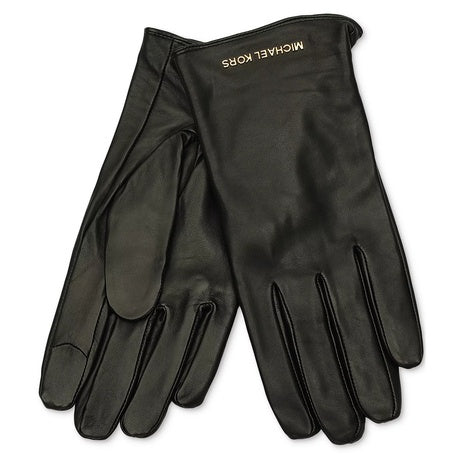 Michael Kors Women's Logo Detail Leather Tech Gloves