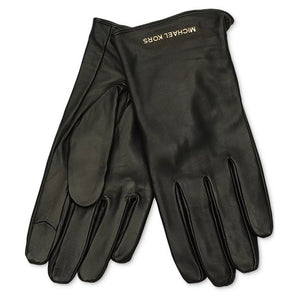 Michael Kors Women's Logo Detail Leather Tech Gloves