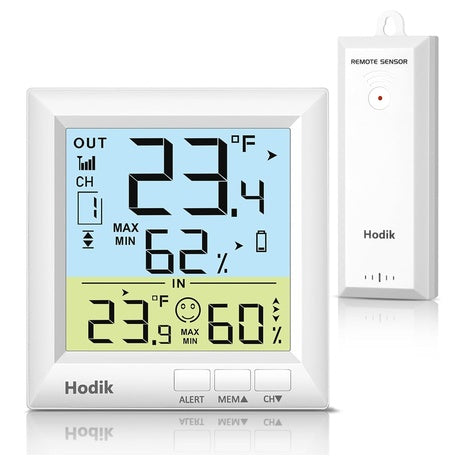 Wireless Indoor & Outdoor Thermometer with Alarm and Backlight