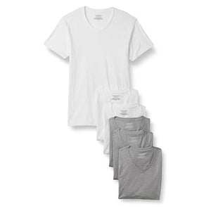 6 Men's V-Neck Cotton T-Shirts (5 Color Variations)
