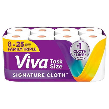 8 Family Triple (=25 Reg) Viva Signature Cloth Paper Towels