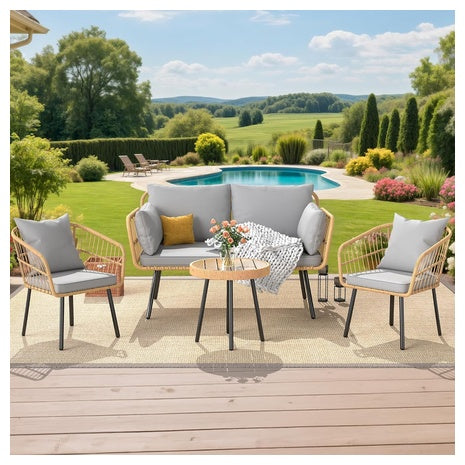 4-Piece Patio Wicker Outdoor Bistro Set
