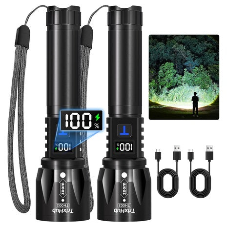 2 LCD Digital Display Rechargeable LED Flashlights