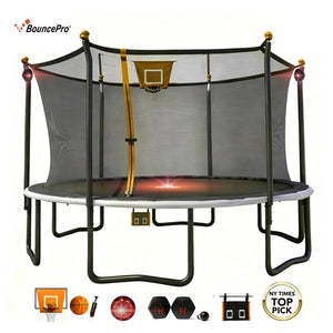 14-Ft Sportspower BouncePro Trampoline with Basketball & Flash Lite Zone