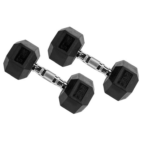 Fitvids Rubber Encased Hex Dumbbell (25lb Pair)