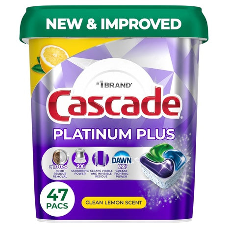 47-Count Cascade Platinum Plus Lemon Scent Dishwasher Pods