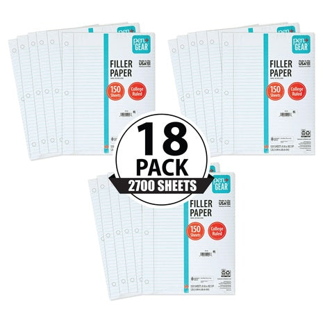 2,700 Sheets Of Pen+Gear College Rule Filler Paper