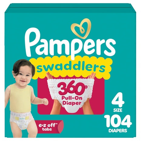 104 Size 4 Pampers Swaddlers 360° Diapers