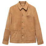 Suede Leather Overshirt With Pocket