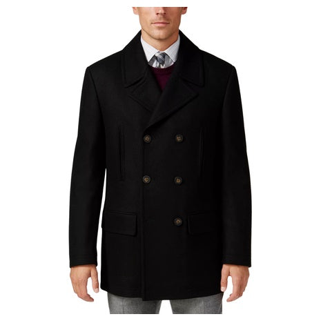 Michael Kors Men's Classic Fit Double Breasted Wool Blend Peacoats