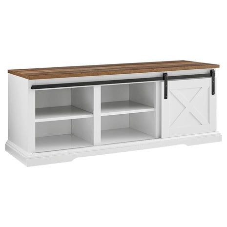 Walker Edison 48" Rustic Shoe Cabinet Bench