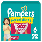 92 Size 6 Pampers Swaddlers 360° Diapers