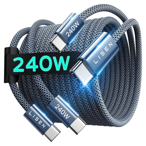 2-Pack 240W Lisen 6.6-Ft USB-C Cables