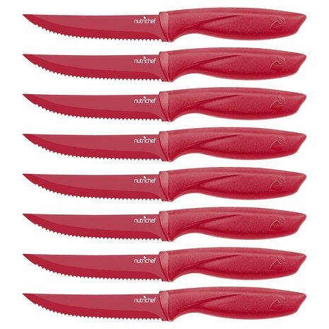 8 NutriChef Serrated Stainless Steel Steak Knives