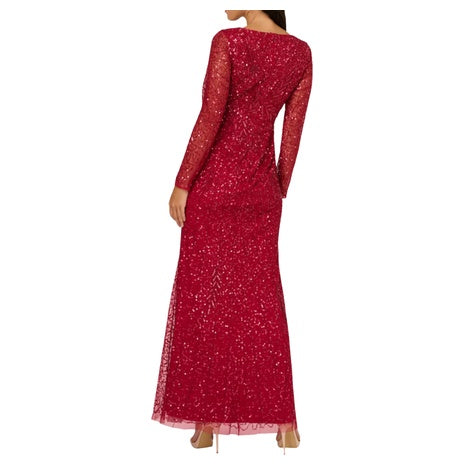 Adrianna Papell Petite V-Neck Beaded Dress