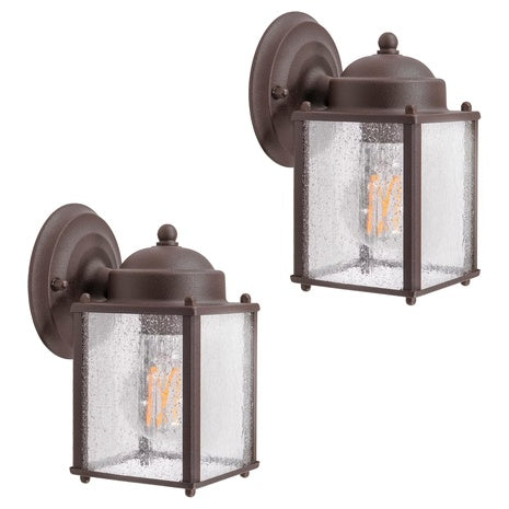 2‑Pack Square Outdoor Bronze Coach Lights