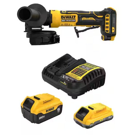 DEWALT ATOMIC 20V MAX Lithium-Ion Cordless 4-1/2' Angle Grinder With Paddle Switch With Batteries And Charger