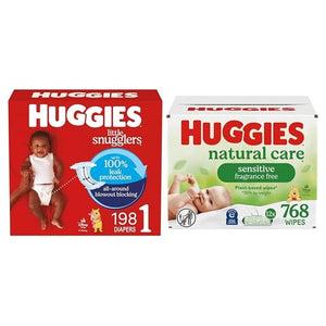 Size 1 Huggies Little Snugglers, 198 Diapers + 798 Wipes