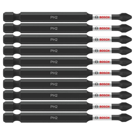 10-Pack BOSCH -1/2" Phillips 2 Impact Tough Screwdriving Power Bits