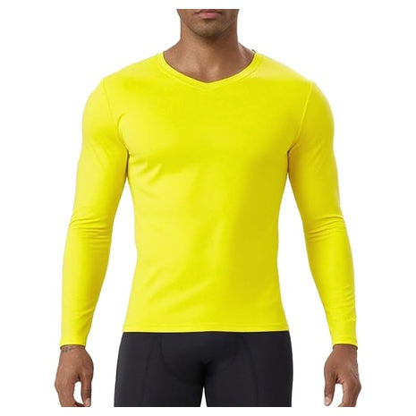 Men's V Neck Compression Long Sleeve Workout Shirt