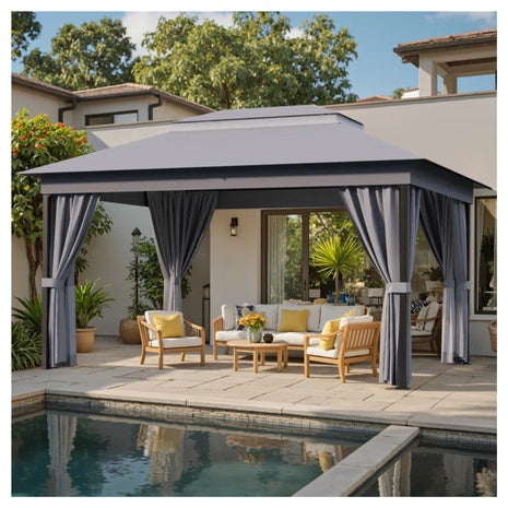 Furmax 13 Ft. W X 10 Ft. D Soft Top Steel Patio Gazebo