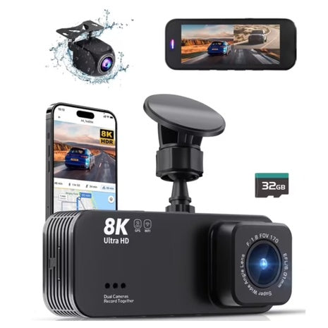 Gazsocy 8K HD Front And Rear Car Dash Camera