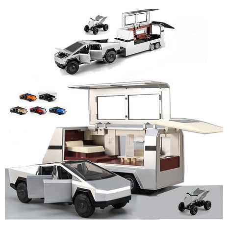 RV, Cybertruck and Motorcycle Toy with Sound And Lights