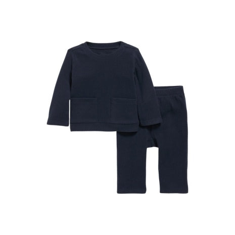 Baby Ribbed Pocket T-Shirt and Pants Set (8 Colors)